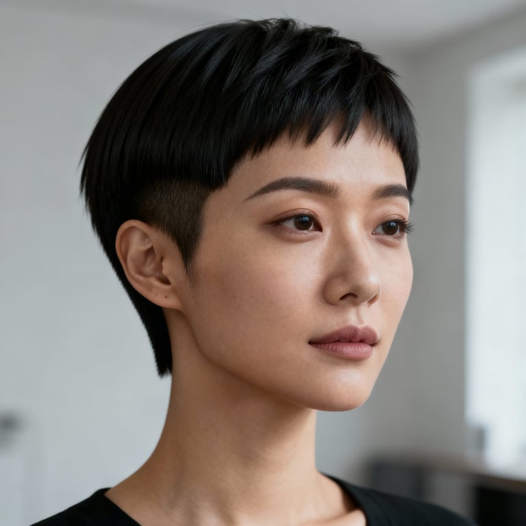 short wolf cut on straight hair, low version.
