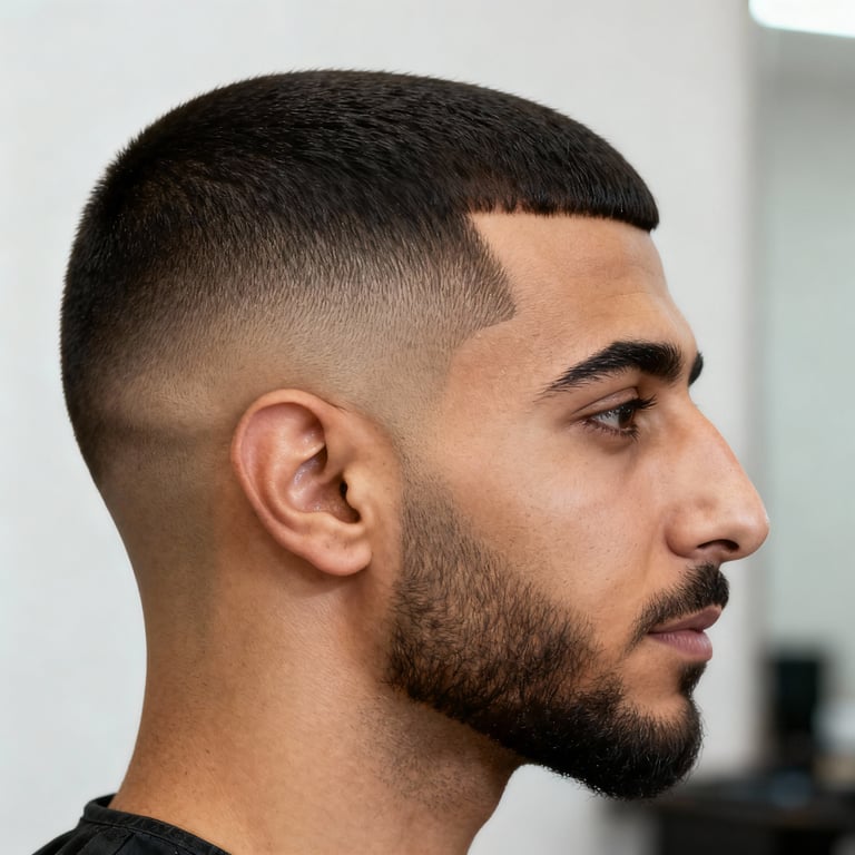 crew cut on straight hair, low version.