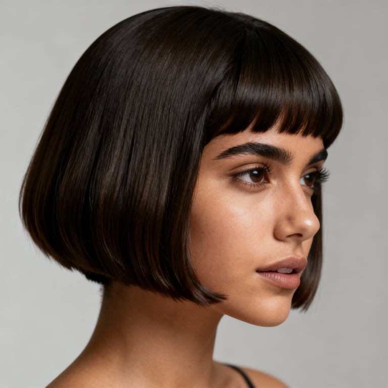 layered pageboy haircut on straight hair, low version.