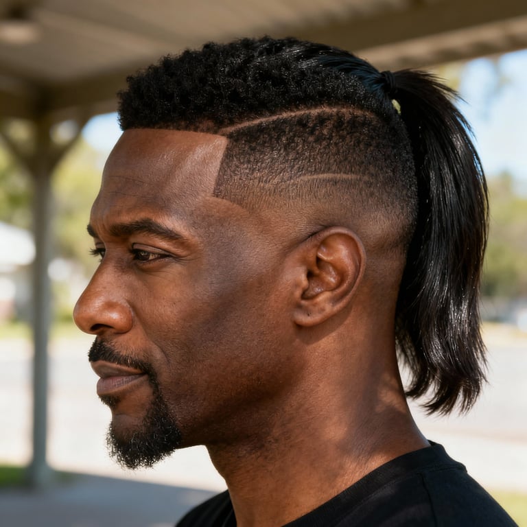 low taper mullet on straight hair, low version.