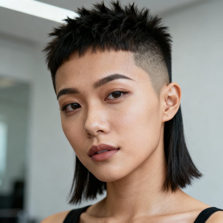 burst fade mullet on straight hair, low version.