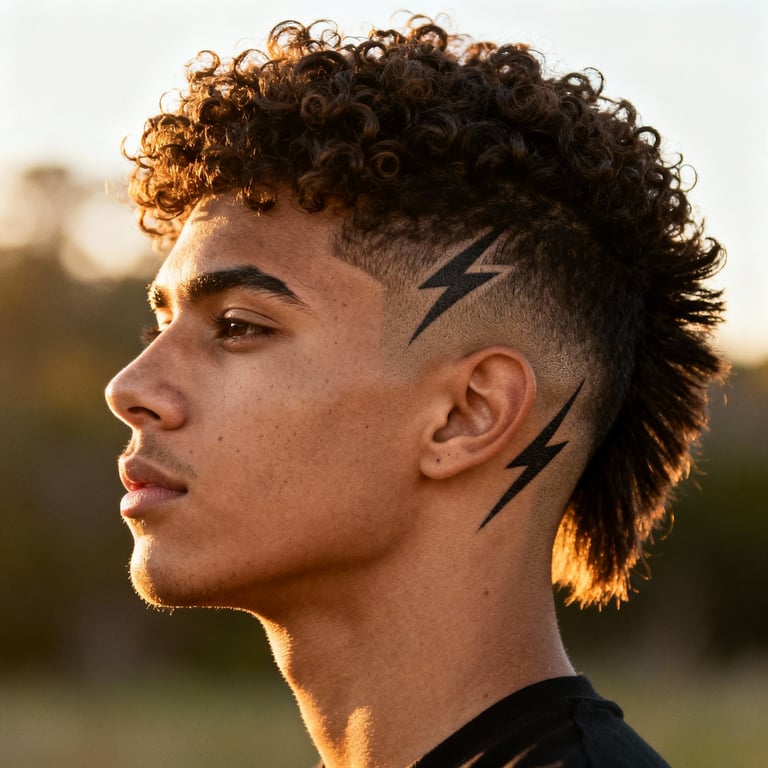 High Burst Fade Mullet Curly