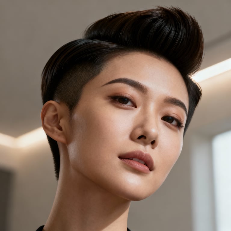 quiff on straight hair, low version.