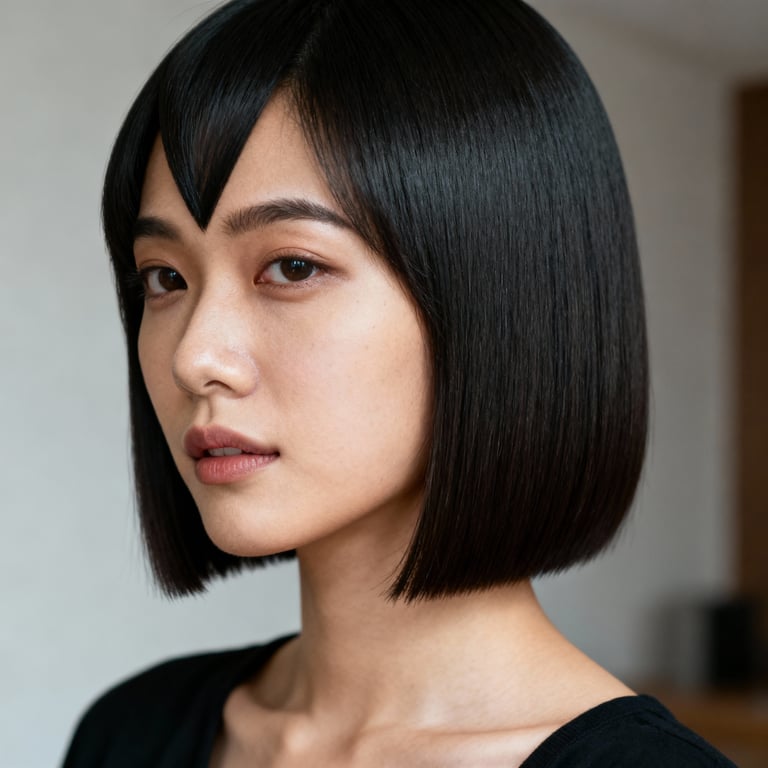 v cut hair on straight hair, low version.