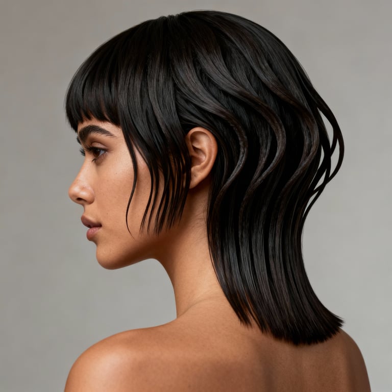 octopus layered jellyfish haircut on straight hair, low version.