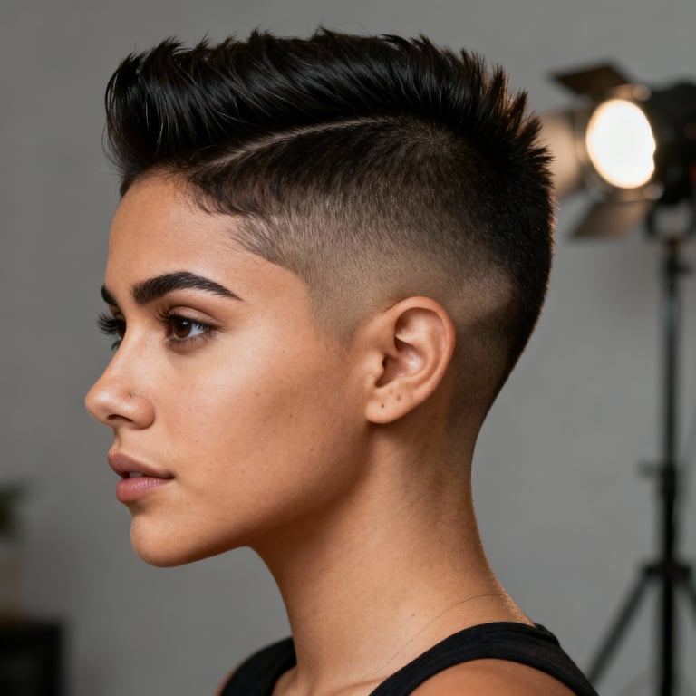 faux hawk fade on straight hair, low version.