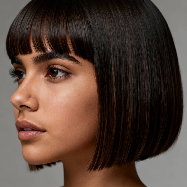 curtain bangs with layers on straight hair, low version.