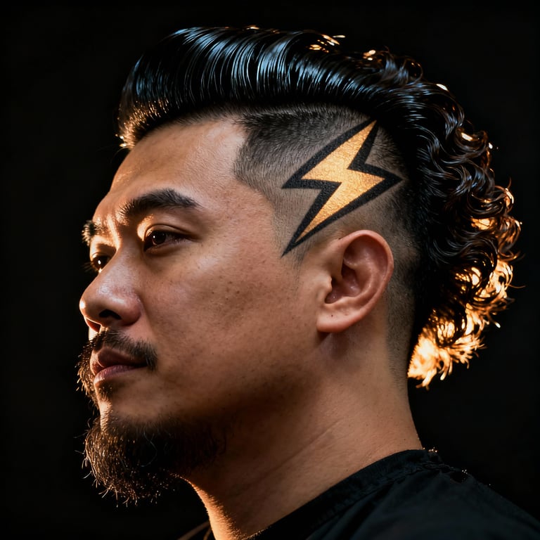 High Burst Fade Mullet Curly