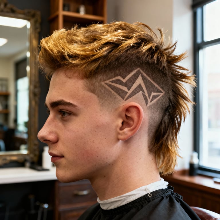 Burst Fade Mullet Straight Hair