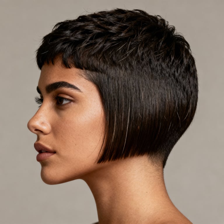 textured french crop on straight hair, low version.