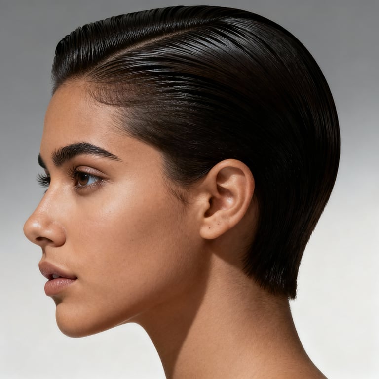 slick back brush on straight hair, low version.