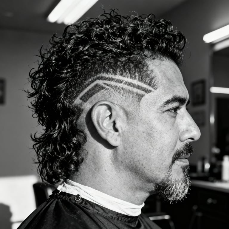 Burst Fade Mullet Curly Men