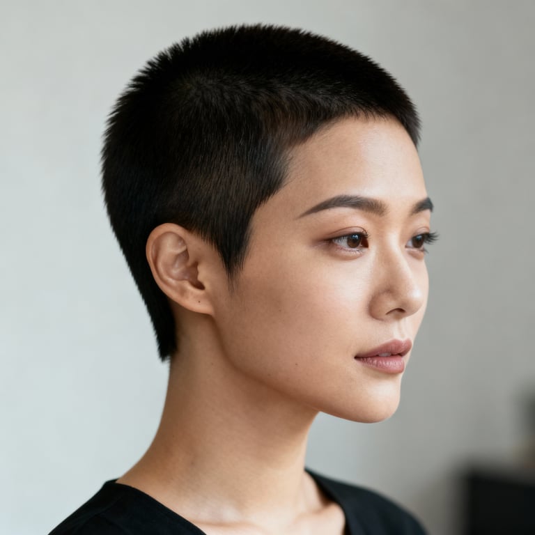 pixie haircuts on straight hair, low version.