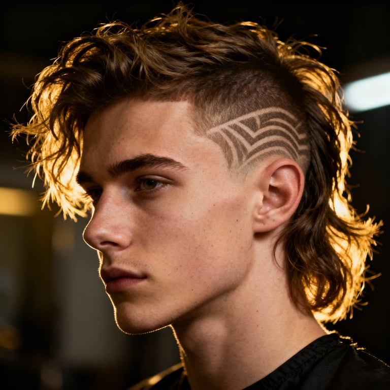 Burst Fade Mullet Medium Length style example