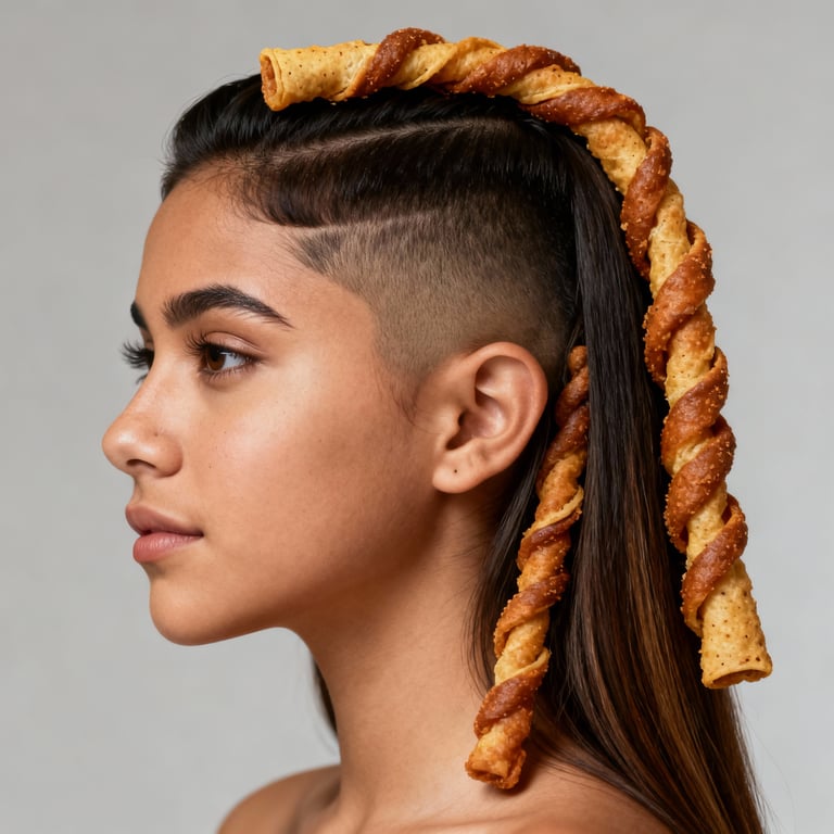 taco bell cinnamon twists on straight hair, low version.