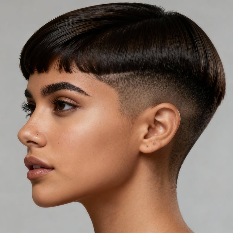 mixie hairstyle on straight hair, low version.