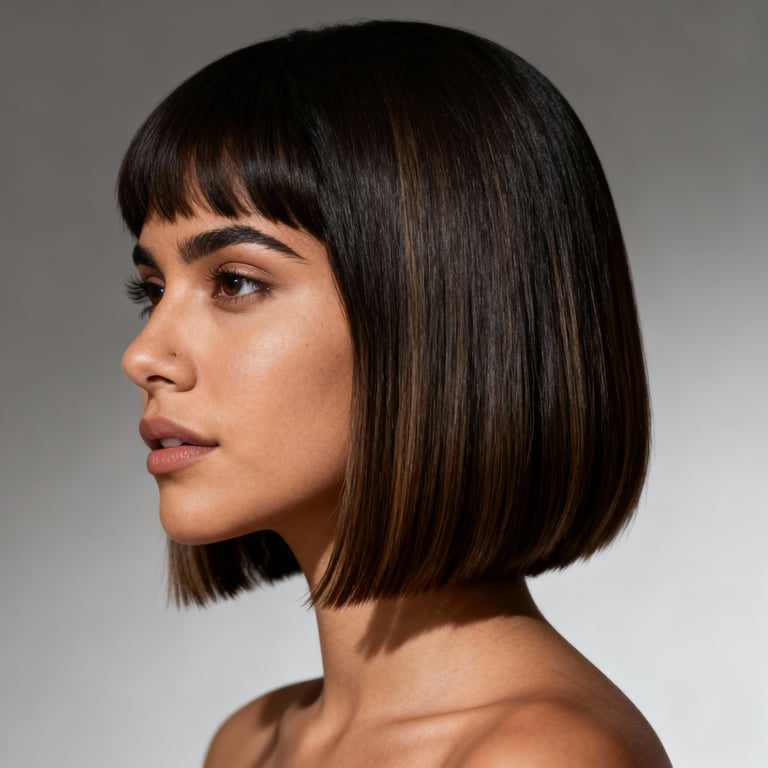 layered hime cut on straight hair, low version.