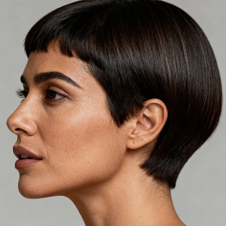 bixie haircut over 50 on straight hair, low version.