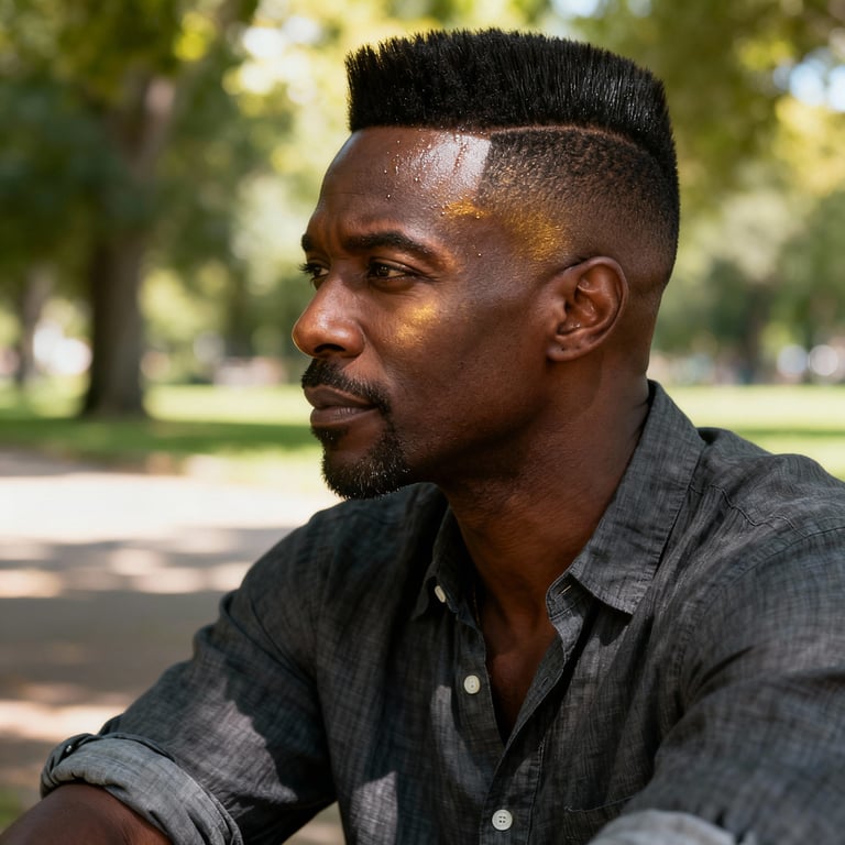 faux hawk on straight hair, low version.