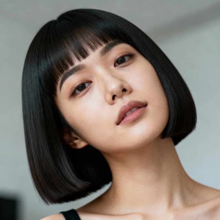 bob hair cut on straight hair, low version.