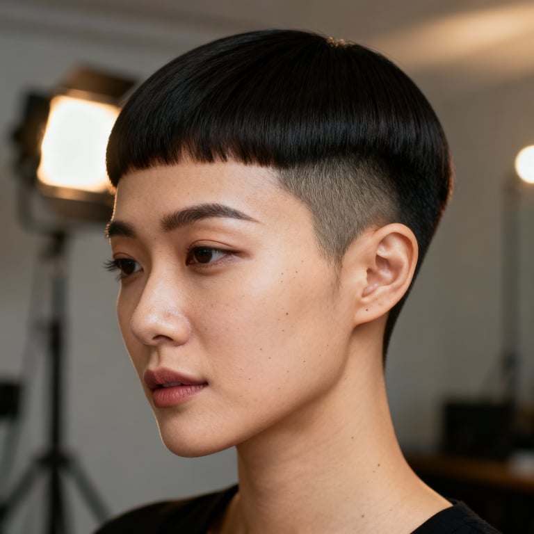 classic crew cut on straight hair, low version.