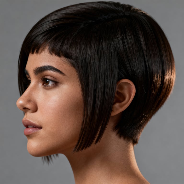 long pixie cut on straight hair, low version.