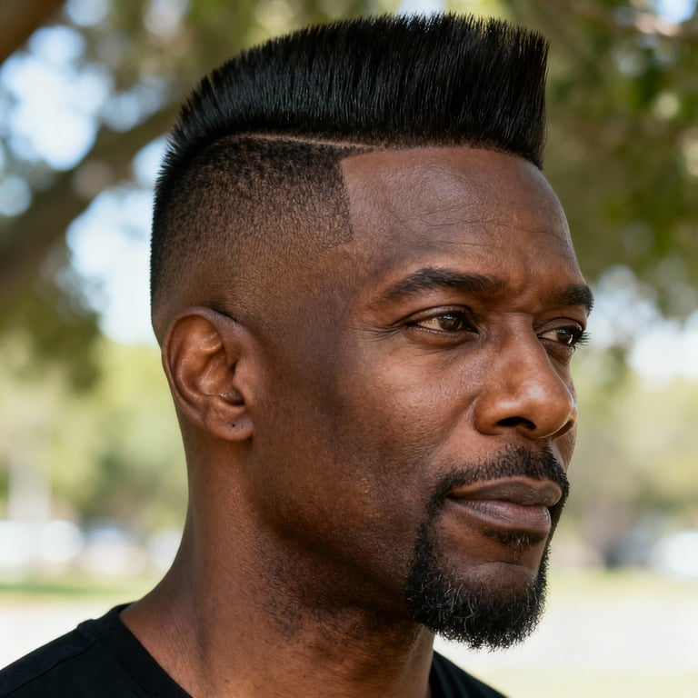 faux hawk men on straight hair, low version.