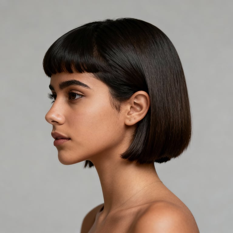 short mullet on straight hair, low version.