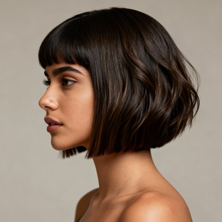 layered hime cut on straight hair, low version.