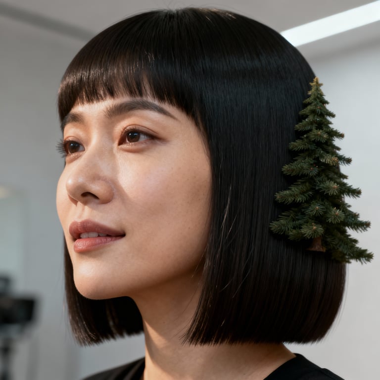 u cut christmas trees on straight hair, low version.