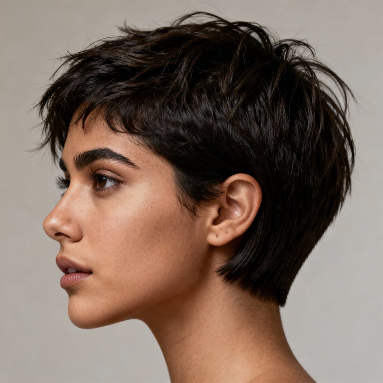 messy crew cut on straight hair, low version.