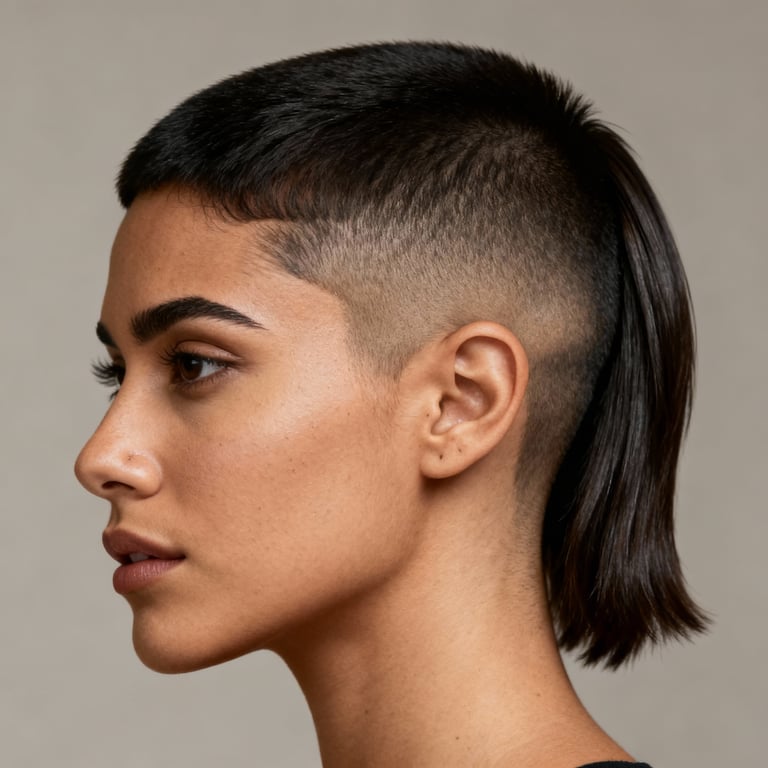 low taper mullet on straight hair, low version.