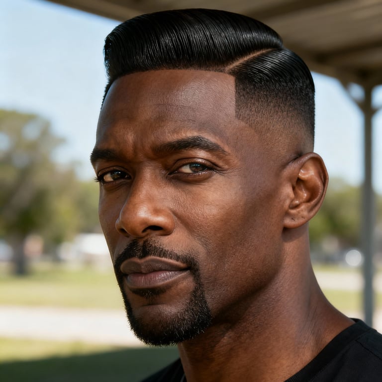 slick back hair on straight hair, low version.