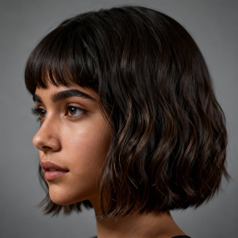 layered pageboy haircut on straight hair, low version.