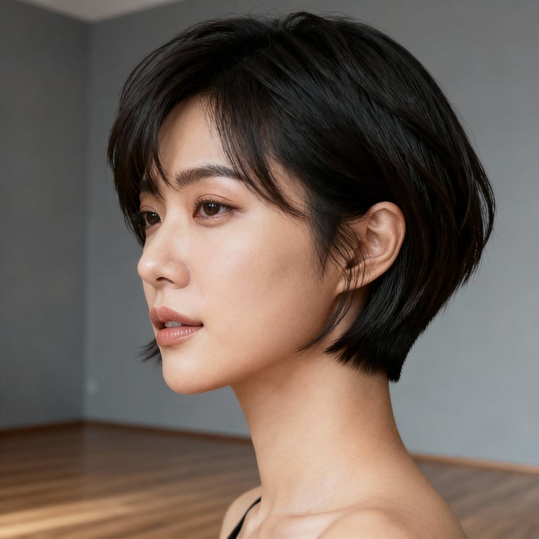 wolf cut on straight hair, low version.