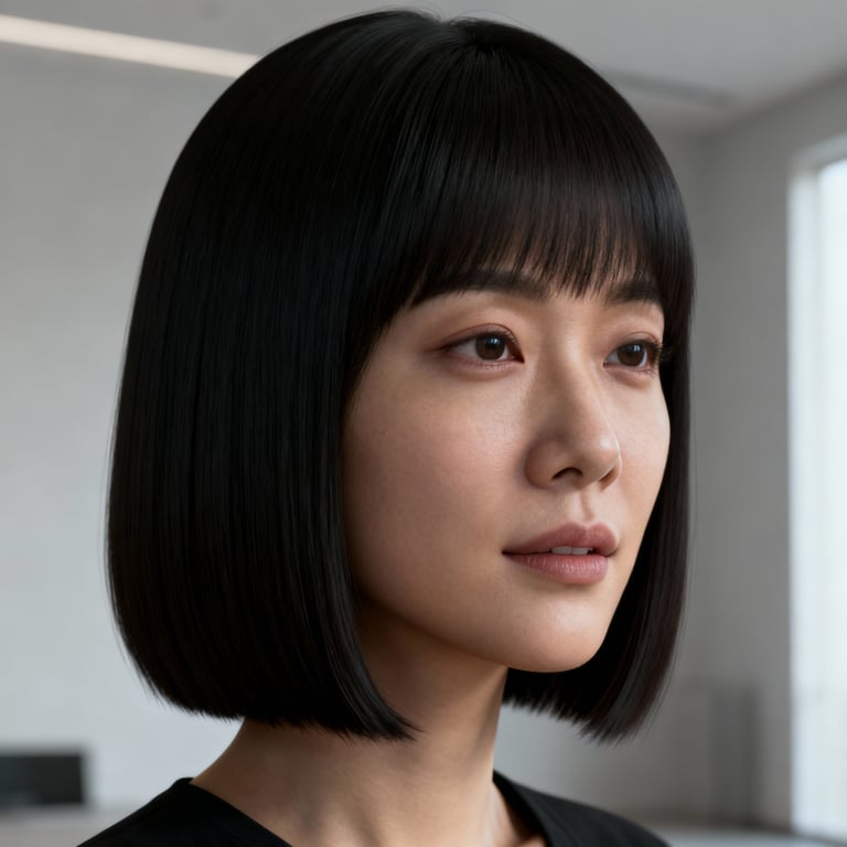 bob hair on straight hair, low version.