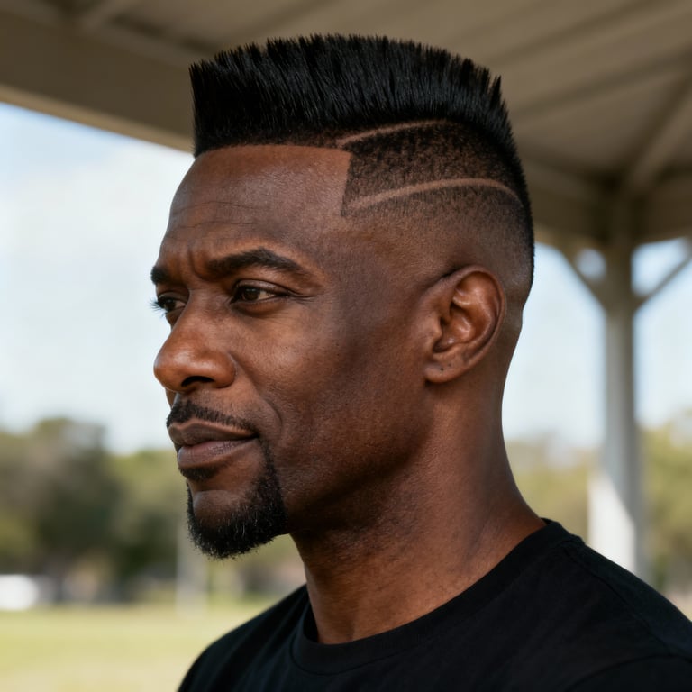 mohawk fade on straight hair, low version.