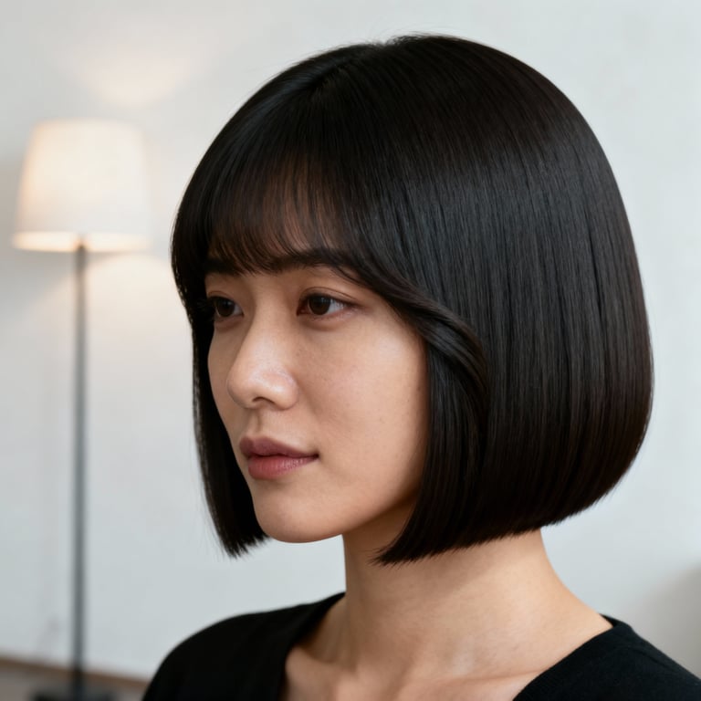 u cut on straight hair, low version.