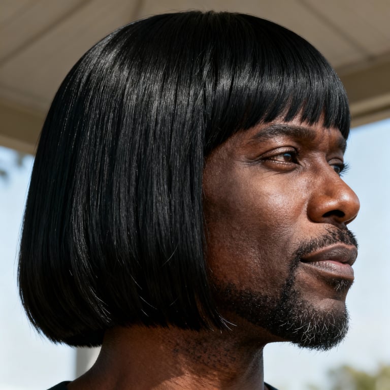 real hair black layered bob hairstyles on straight hair, low version.