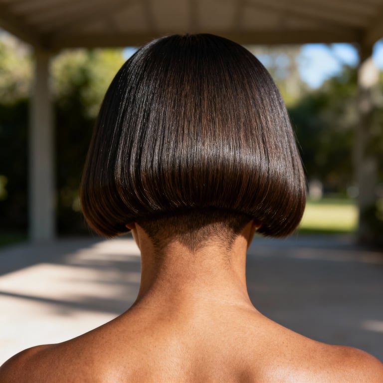 jellyfish haircut on straight hair, low version.