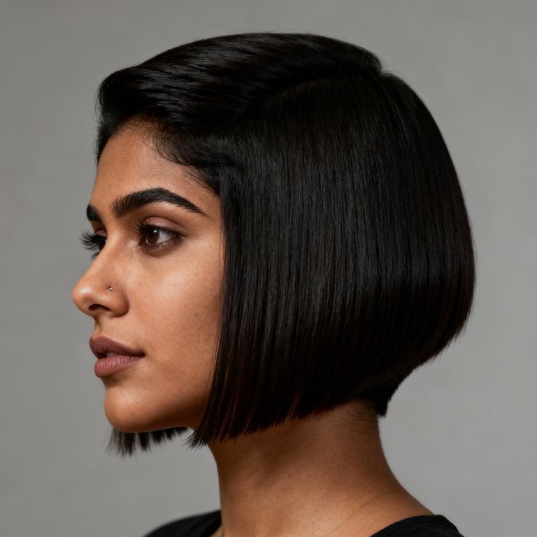 indian mixie on straight hair, low version.