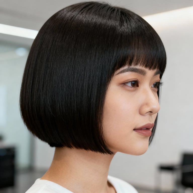 mixie hairstyle on straight hair, low version.