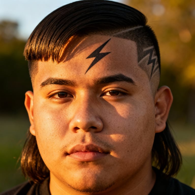 Burst Fade Mullet Straight Hair