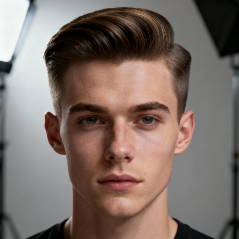 short pompadour on straight hair, low version.