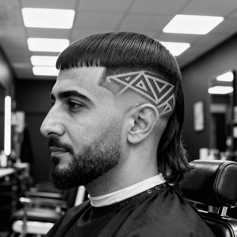 Burst Fade Mullet Straight Hair