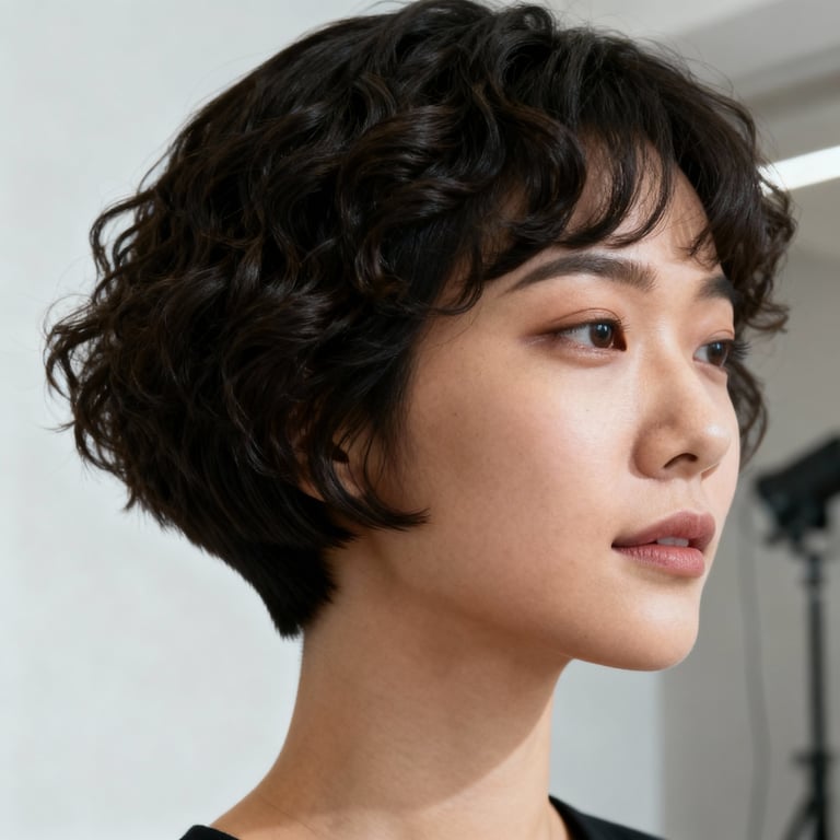 short curly hair on curly hair, low version.