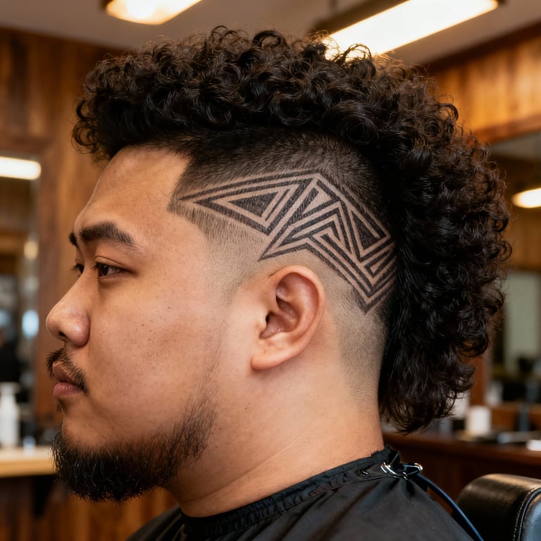 Mid Burst Fade Mullet Wavy