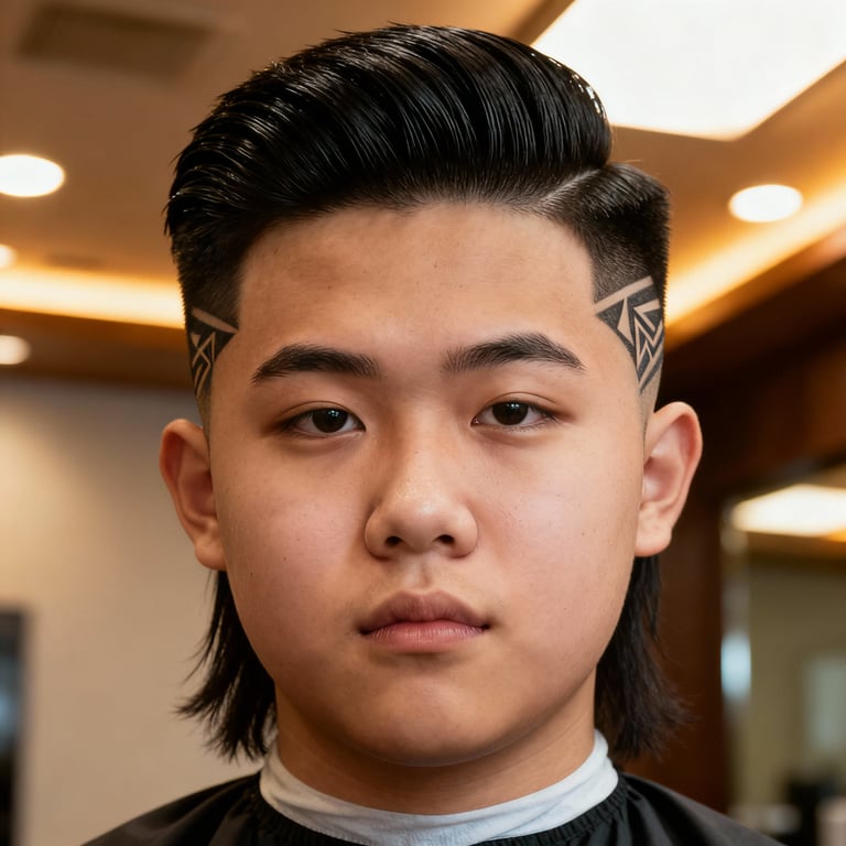 Mid Burst Fade Mullet style example