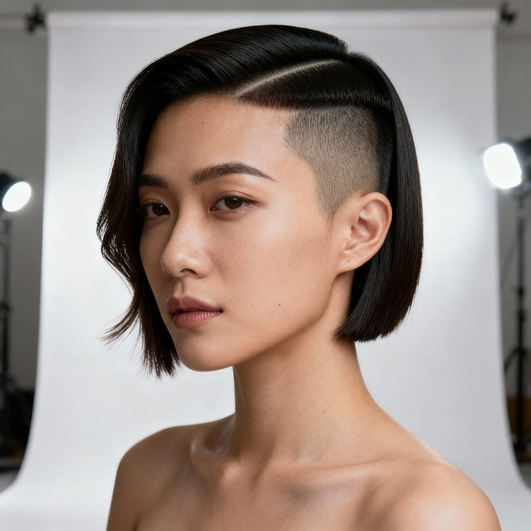 middle part undercut on straight hair, mid version.