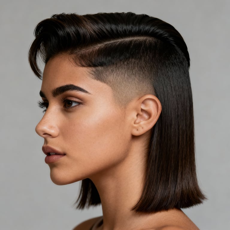 quiff haircut on straight hair, low version.